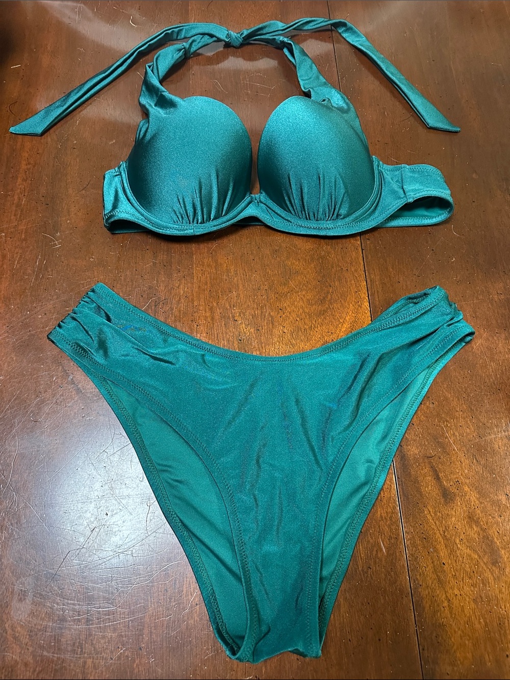Teal Halter Push-Up Bikini Set - Women Swim
